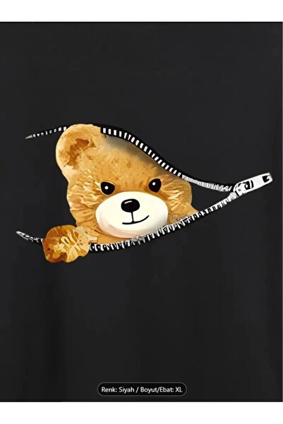 Marco Fresco Unisex Black Bear Printed Short Tshirt Set