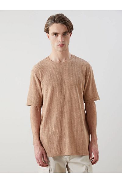 LC Waikiki Ανδρικό μπλουζάκι LCW Casual Brown Crew Neck