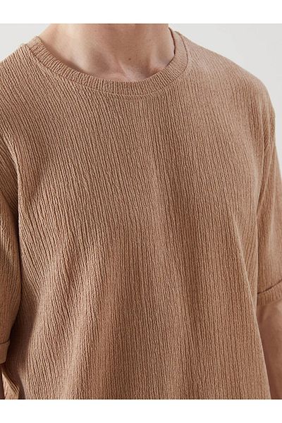 LC Waikiki Ανδρικό μπλουζάκι LCW Casual Brown Crew Neck