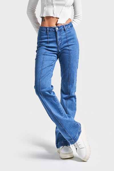 its basic Blugi de damă de culoare albastră 1S5-4 Slim Flare Lycra Fabric Stretch Denim