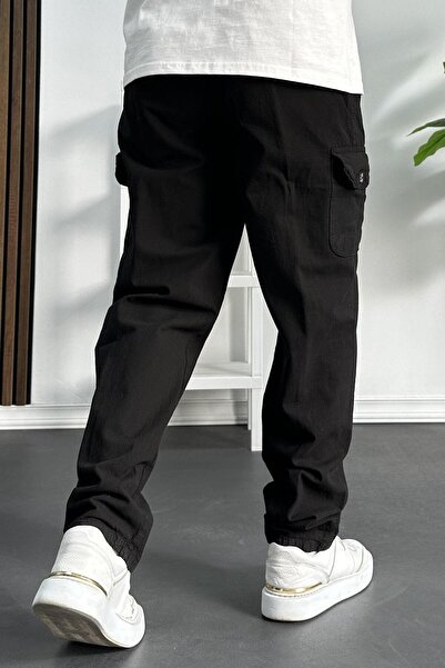 Edwox Black Baggy Cargo Pants - Edw131