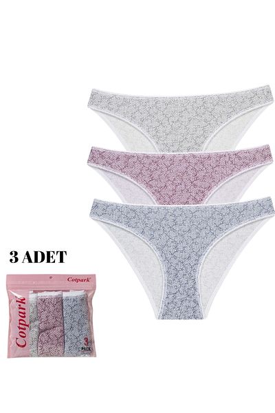 Cotpark Chiloți bikini de bază din bumbac pentru femei, pachet de 3 4141