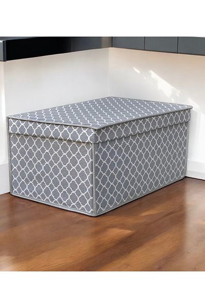 VAYBE Mega Multi-Purpose Storage Box, Box Storage, Box, Organizer, Toy Box Gray Chain Pattern 40x60x30
