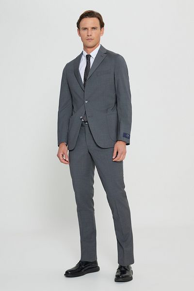 ALTINYILDIZ CLASSICS Men's Gray Slim Fit Slim Fit Mono Collar 100% Wool Suit