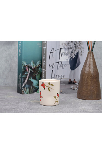 Melouro Rosehip Set of 3 Handmade Ceramic Cups with Handles, Mug