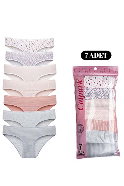 Cotpark Chiloți bikini de bază din bumbac pentru femei, pachet de 7 4151