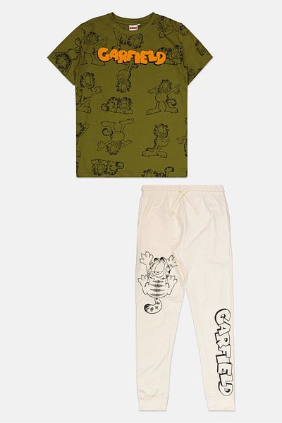 NİCKELODEON Kids Boy 2 Pieces Printed Pajama Set, Olive