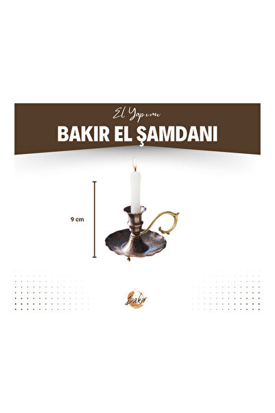 Bakır Concept Bakır El Şamdanı Fırfırlı Model Oksitli Renk (İKİLİ)