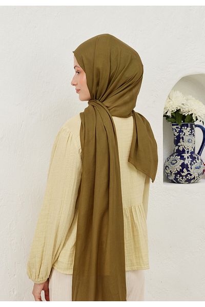Fresh Rami Viscosa Green Shawl Oil