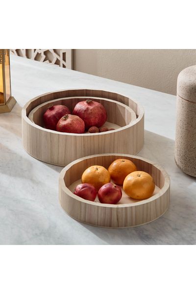 Home Box Paulownia 3-Piece Wooden Disc Set