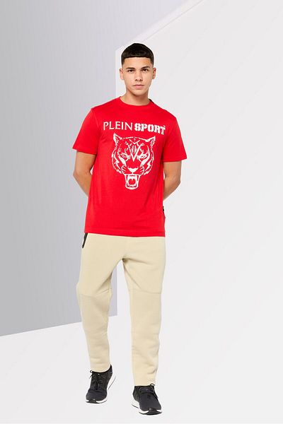 Plein Sport Men Sportswear Fit Short Sleeves Outdoor T-shirt, Red