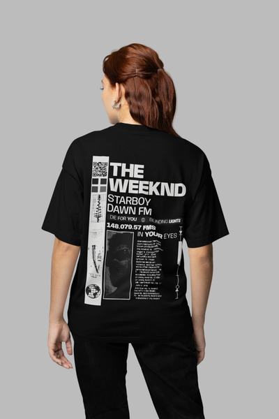SEVBANO Μπλουζάκι με ράπερ με στάμπα Unisex The Weeknd Starboy Dawn Fm