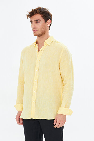 Whitefin Κίτρινο λινό πουκάμισο