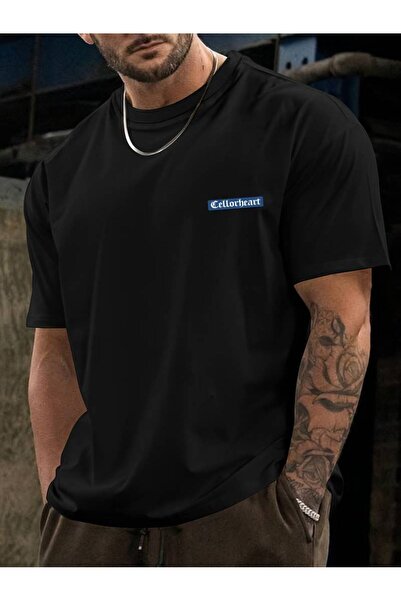 LOTS MODA - Ανδρικό μπλουζάκι Cellorheart oversized σε μαύρο χρώμα