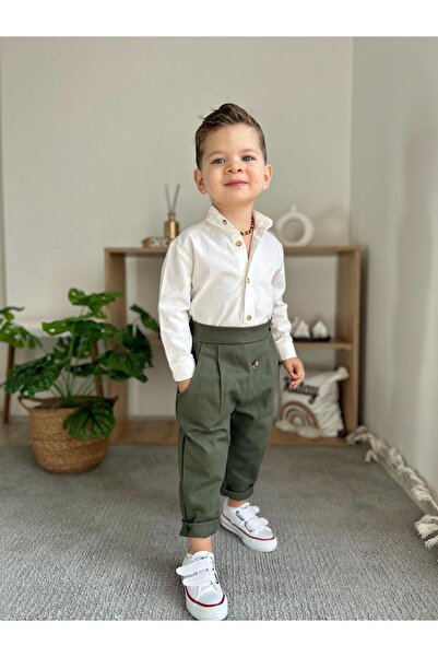 favorimkids بدلة قطنية خضراء مكونة من قطعتين سفليتين