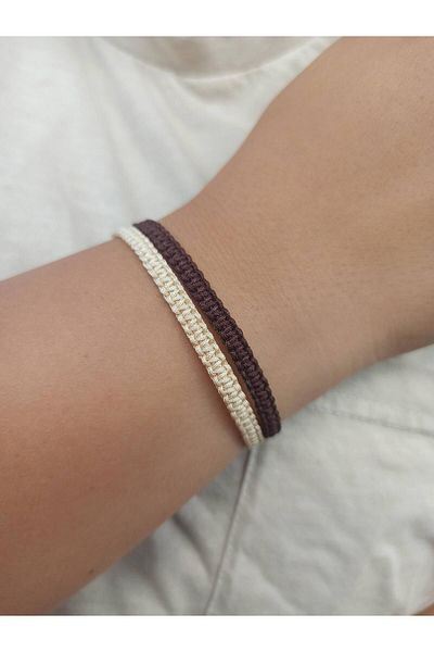 TREND Set of 2 Knitted Macrame Rope Bracelet and Surfer Bracelet