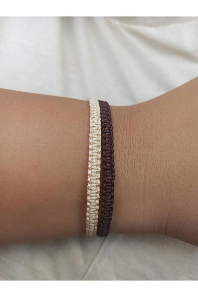 TREND Set of 2 Knitted Macrame Rope Bracelet and Surfer Bracelet