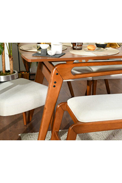 VOWTURKEY Palace Iskandinav Handmade Gürgen Iskelet Mutfak&salon Masa Sandalye Takımı(4S1M1B-80*160)