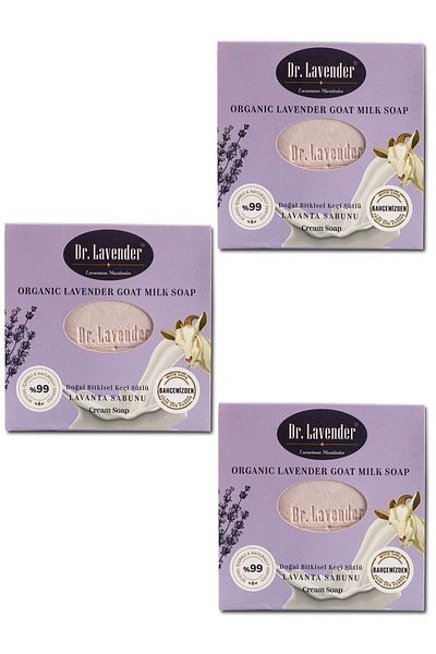 Gallipoli Lavender Dr. Lavender 100 Gr 3 Pieces - Natural Herbal Lavender Oil and Goat Milk Soap