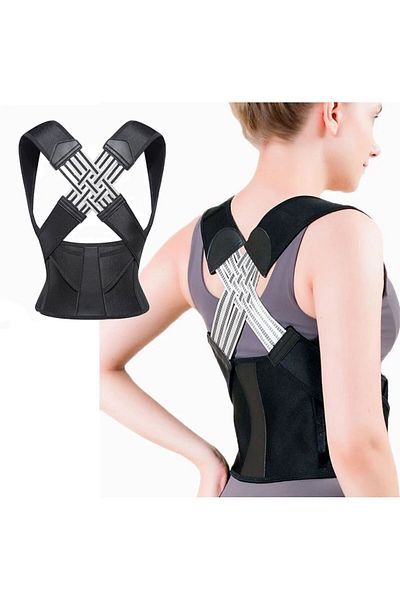 MİSTİRİK Hyfix Model Anti-Humpback Upright Posture Provider Comfortable Spine Corrector Corset Black Color