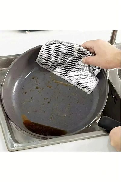 LilaMOON Lila Moon 3 Pieces Anti-Scratch Cloth, Wire Dish Cloth, Hard Dirt Cloth, Kitchen Bathroom Cloth (20X20 cm)
