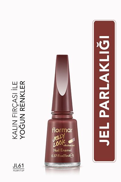 Flormar Shiny Nail Polish Jelly Look Nail Enamel - Burgundy Purple, Plum It Up- 8690604612819
