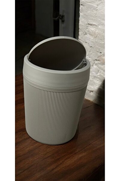 LeesHome Banyo Mutfak Çöp Kovası bej klik kapaklı