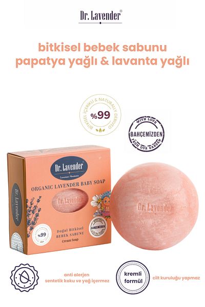 Gallipoli Lavender Dr. Lavender 3 Pieces of Herbal Baby Soap 100 Gr Lavender Oil Sleeping Soothing Baby Soap