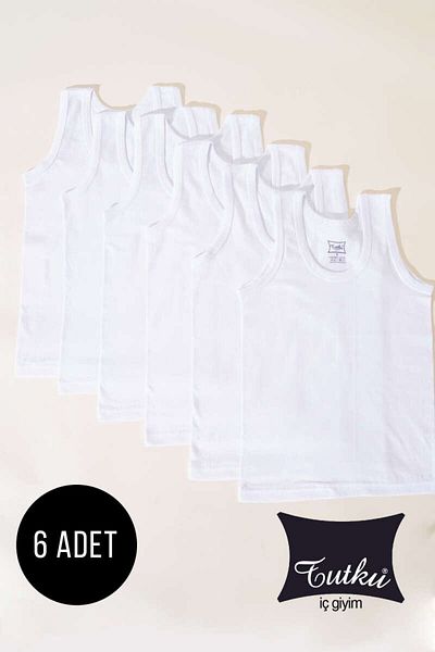 CUBBUX Tricou alb pentru baieti din bumbac de prima calitate 6 bucati