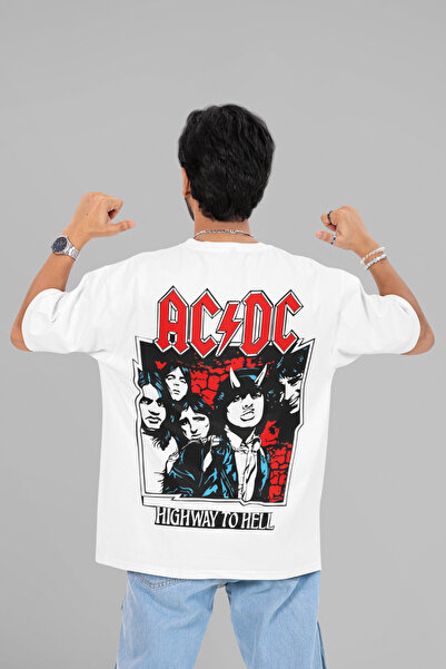 SEVBANO تي شيرت مطبوع للجنسين من AC DC Highway To Hell مقاس كبير