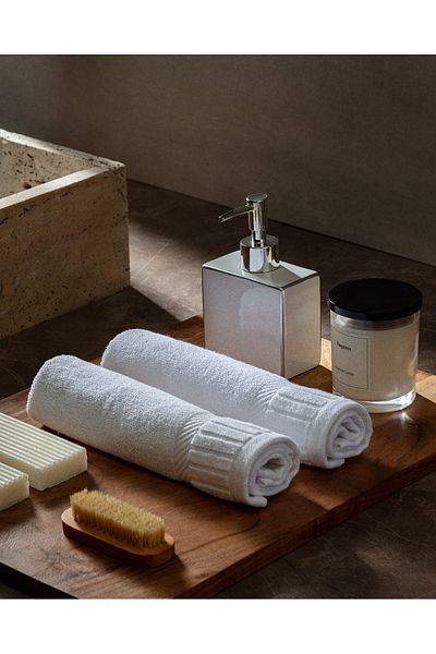 Madame Coco Piano Dobby 100% Cotton 2-Piece Hand Towel - White