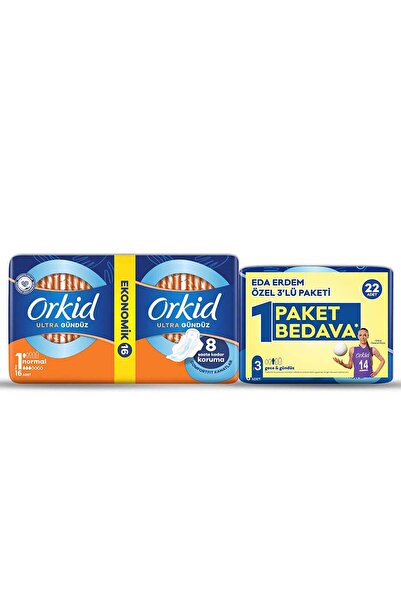 Orkid Ultra Normal+Gece 22’Li Eda Erdem Paketi Hijyenik Ped
