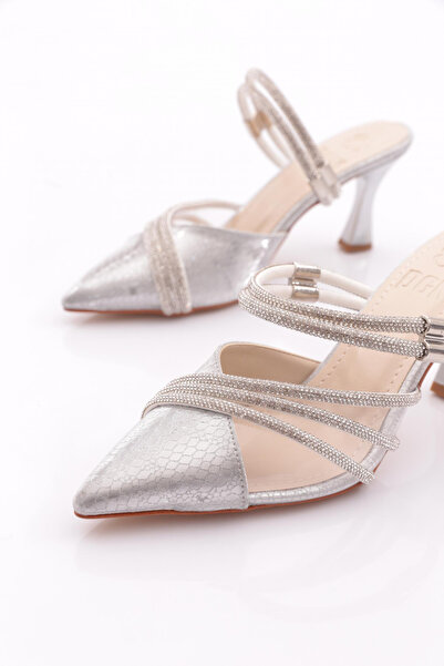 DGN Pm309-K303-1 Women's Stone Rope Detailed Heeled Evening Dress Shoes