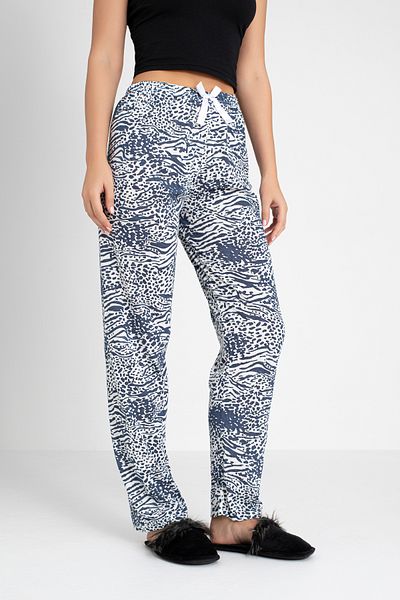 DONEX Cotton Thin Breathable Fabric Ribbon Waist Detail Printed Women's Sleepwear Bottoms Without Pockets