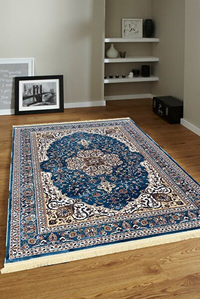 ünalcarpet 4 Metrekare - 6 Metrekare Modern Salon Ve Oturma Odası Halısı Yumuşak Doku Antialerjik Ipek Mavi