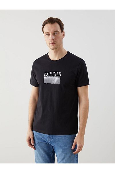LC Waikiki New Season Crew Neck εμπριμέ χτενισμένο βαμβακερό ανδρικό Tisort - S5J843Z8
