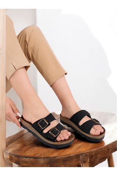 Shoebuo Women's Orthopedic Sole Slippers, Double Banded Buckle Daily Comfortable Slippers, Pool Slippers, Beach Slippers