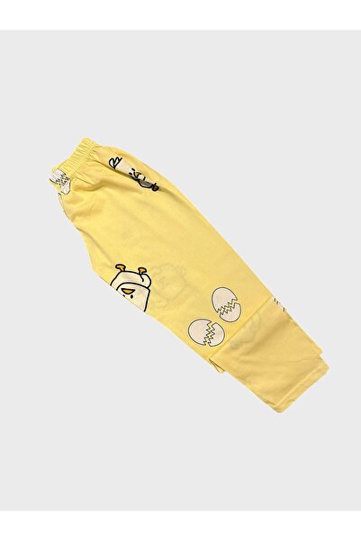 ALİŞ KİDS Kız Çocuk %100 Pamuklu Sarı Civciv Yumurta Desenli Gömlek Yaka Düğmeli Mevsimlik Pijama Takımı