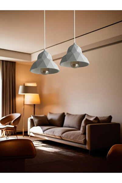 Tasarım Prizma Beyaz Tekli Avize Rustik Ampul