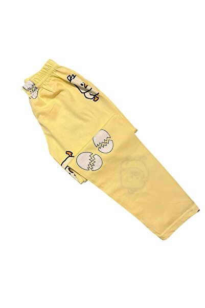 ALİŞ KİDS Kız Çocuk %100 Pamuklu Sarı Civciv Yumurta Desenli Gömlek Yaka Düğmeli Mevsimlik Pijama Takımı