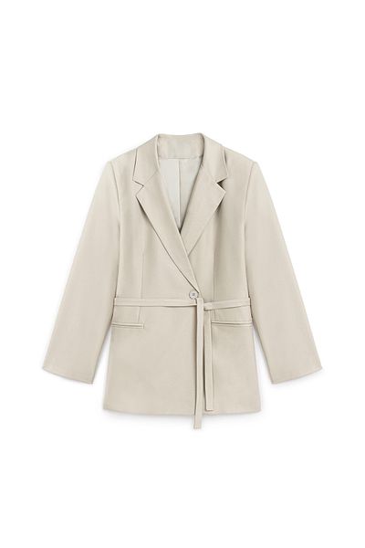 praye Stone Colored Mobile Belted Blazer Jacket