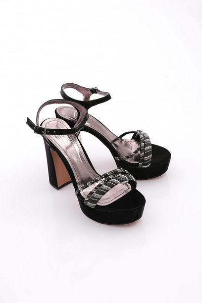 DGN Pm08-K2040 Women's Stone Embroidered Heeled Evening Dress Shoes