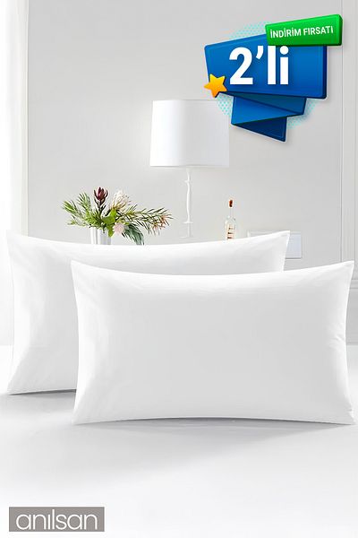 Anılsan 1000gr 2-piece Microfiber Antiallergic Pillow - 50x70cm Bead Silicone Filled