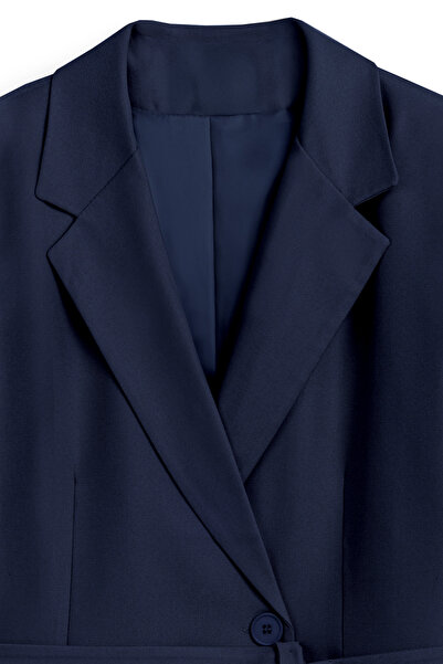 praye Navy Blue Blazer Jacket - with Mobile Belt