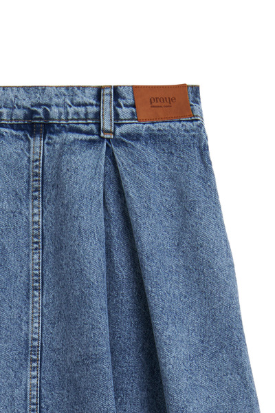 praye Fusta evazată din denim albastru - Buzunare și spălat cu zăpadă