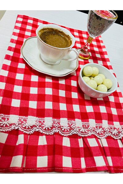 BEYZACA Geometrik Seri, 2'Li Kırmızı Pötikare Desenli Özel Tasarım Supla/Amer...