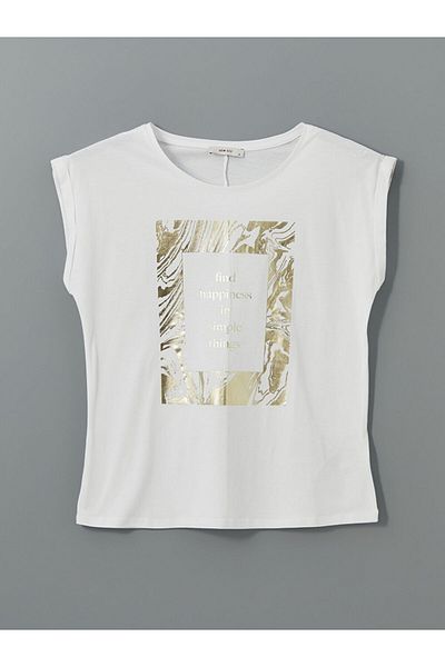 LC Waikiki Tricou de damă cu imprimeu cu decolteu rotund de sezon nou - S5LK38Z8