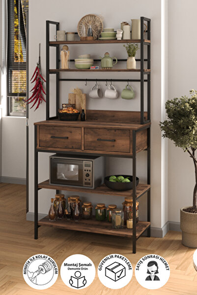 Bofigo Kitchen Stand With 2 Drawers And 5 Shelves Coffee Corner Kitchen Rack ...