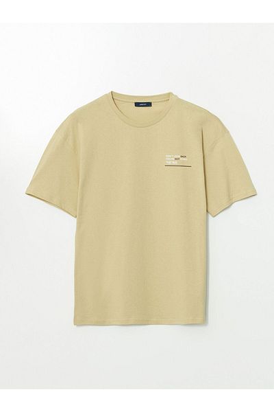 LC Waikiki New Season Crew Neck εμπριμέ χτενισμένο βαμβακερό ανδρικό Tisort - S5KO98Z8
