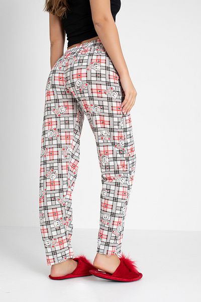 DONEX Cotton Thin Breathable Fabric Ribbon Waist Detail Printed Women's Sleepwear Bottoms Without Pockets